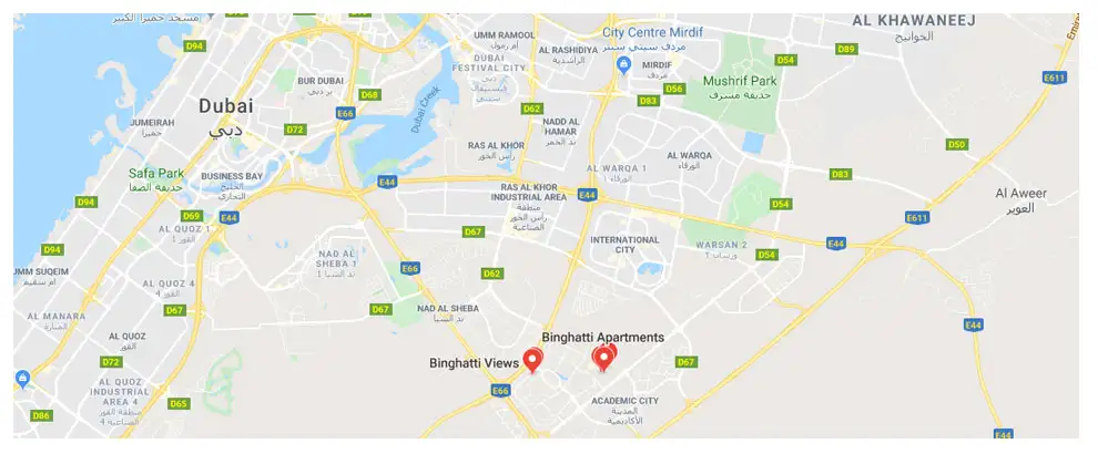 Binghatti Apartments location map