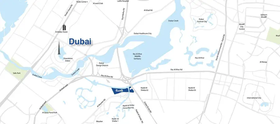Azizi Riviera Meydan location map