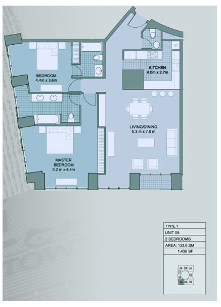 2 Bedrooms floor plan