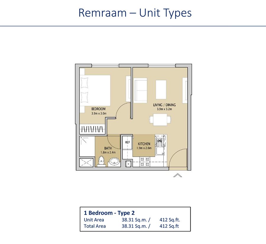 1 Bedroom floor plan