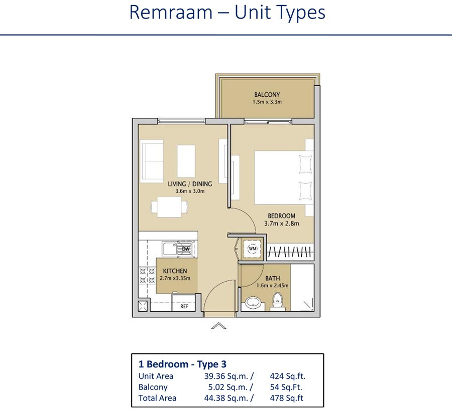 1 Bedroom floor plan