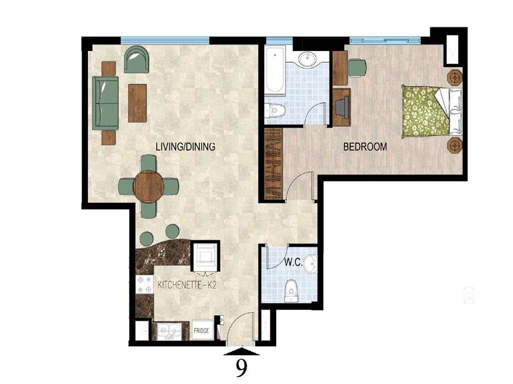 1 Bedroom floor plan