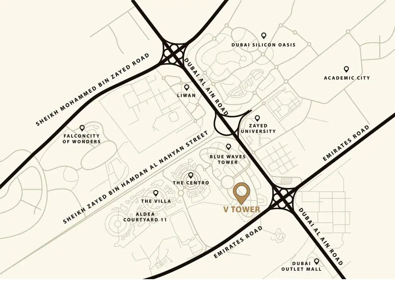 The V Tower location map
