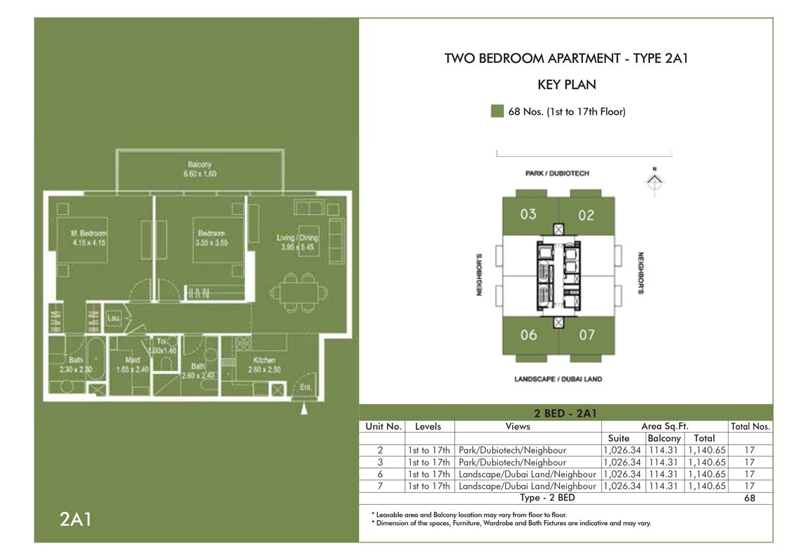 2 Bedrooms floor plan