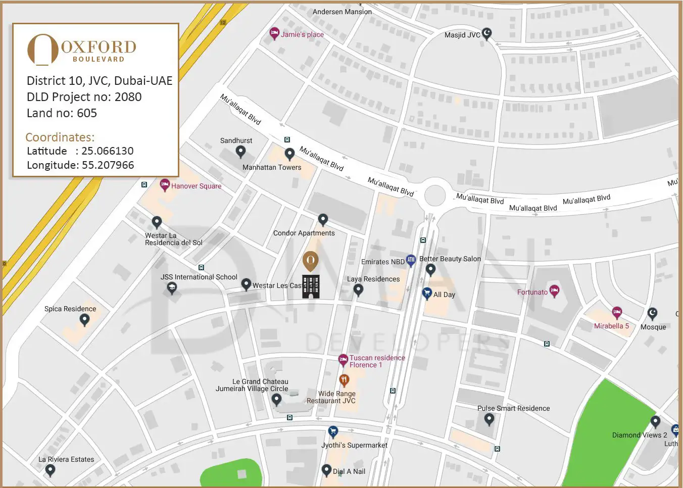 Oxford Boulevard location map