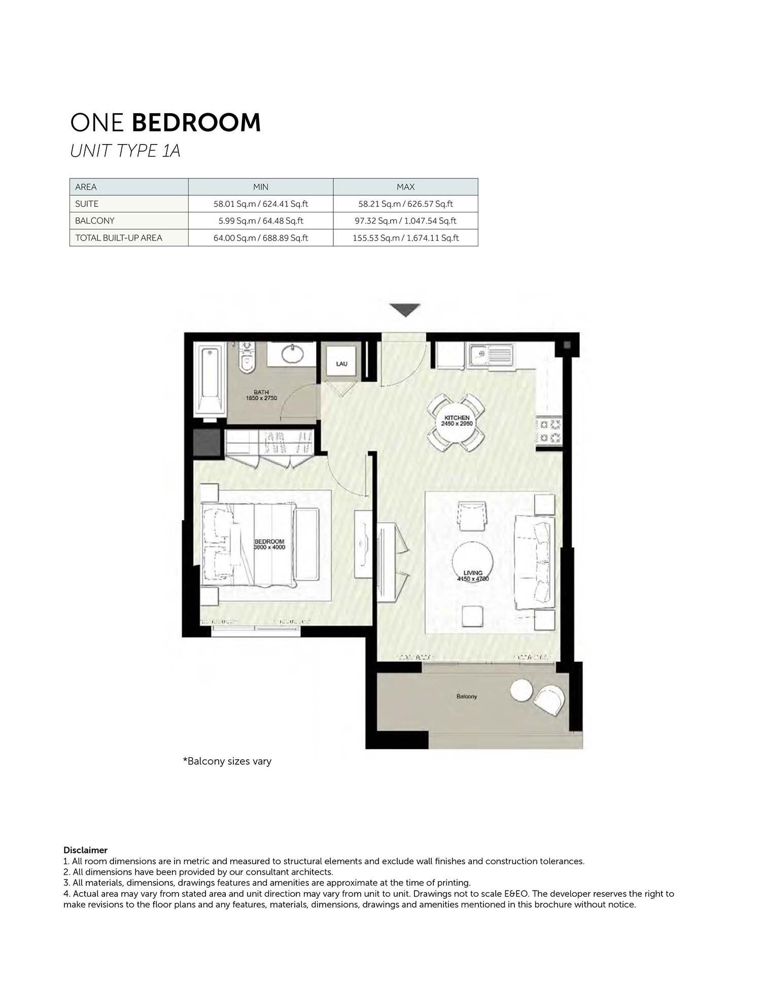 1 Bedroom floor plan