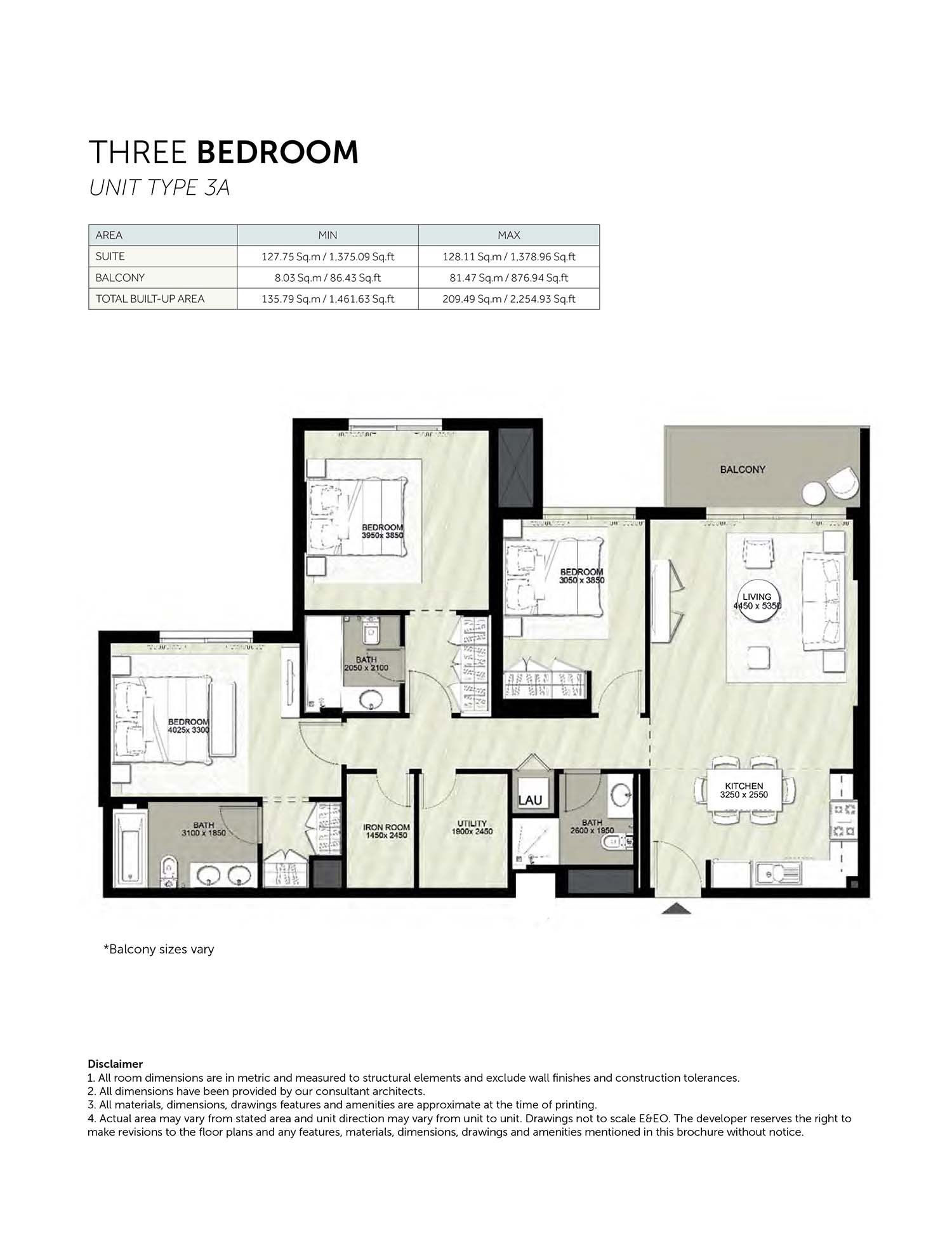 3 Bedrooms floor plan