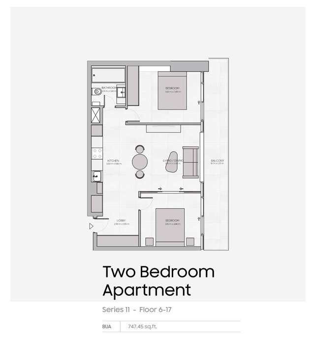 2 Bedrooms floor plan