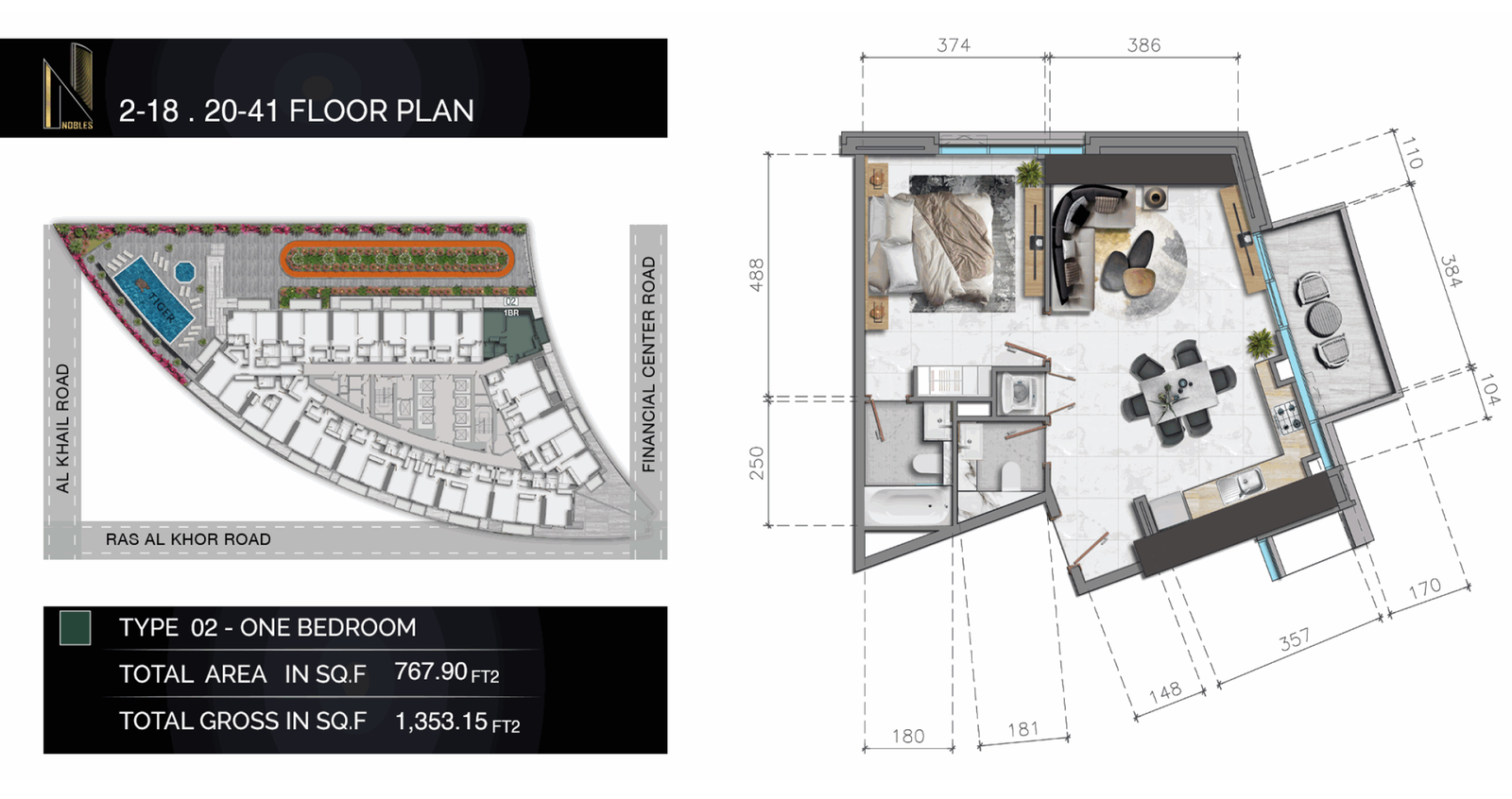 1 Bedroom floor plan