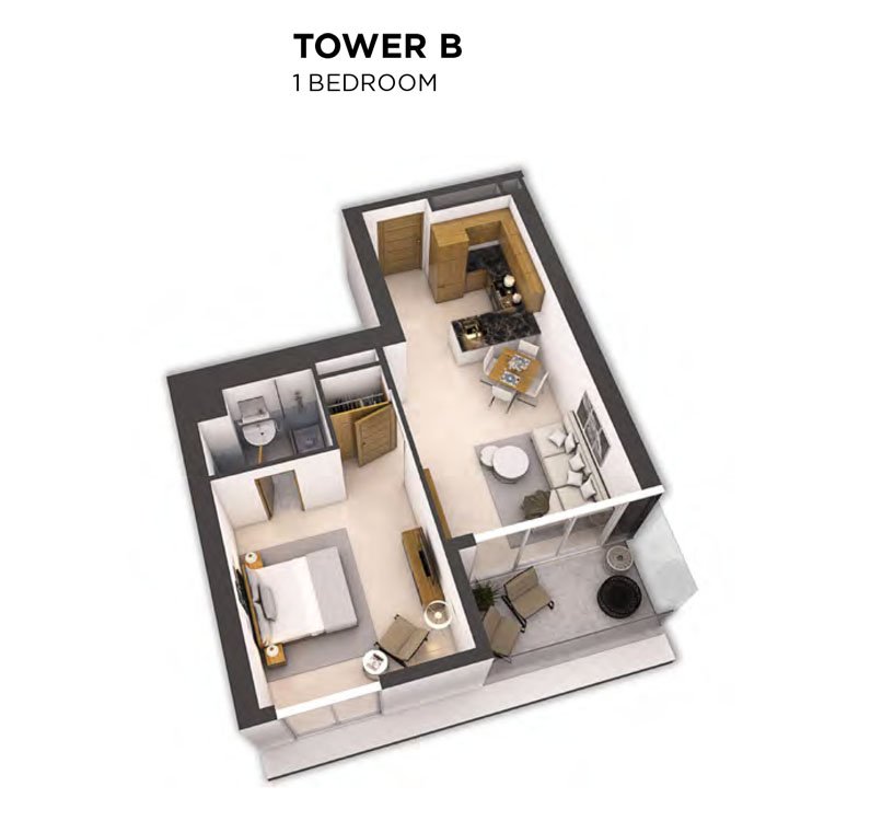 1 Bedroom floor plan