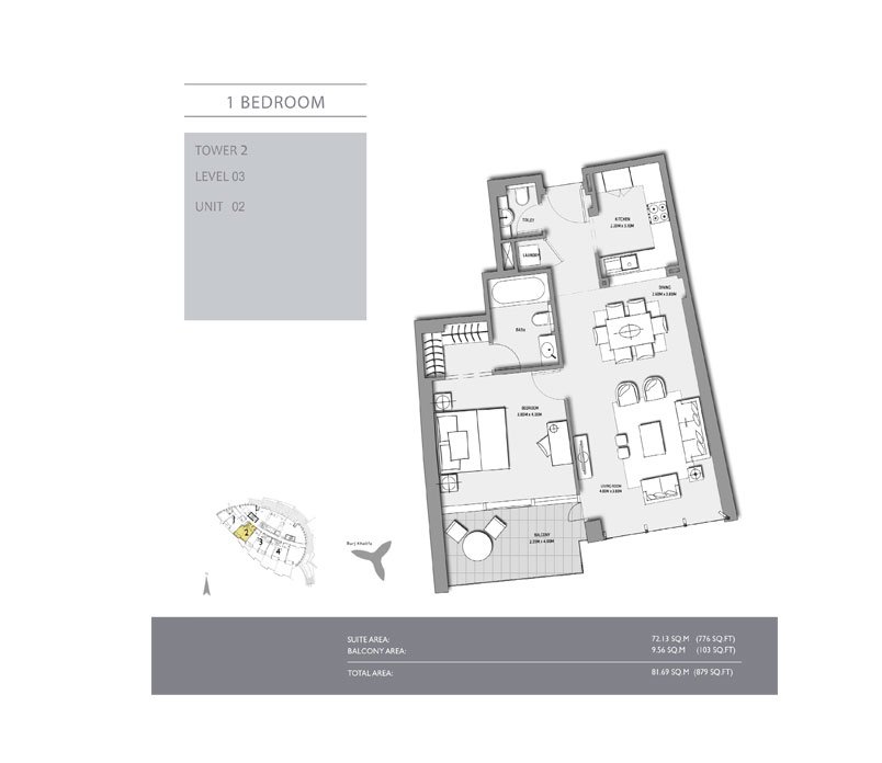 1 Bedroom floor plan