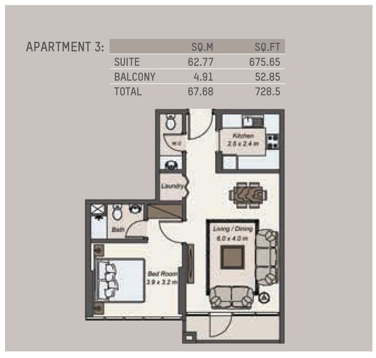 1 Bedroom floor plan