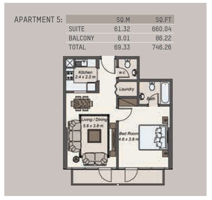 1 Bedroom floor plan