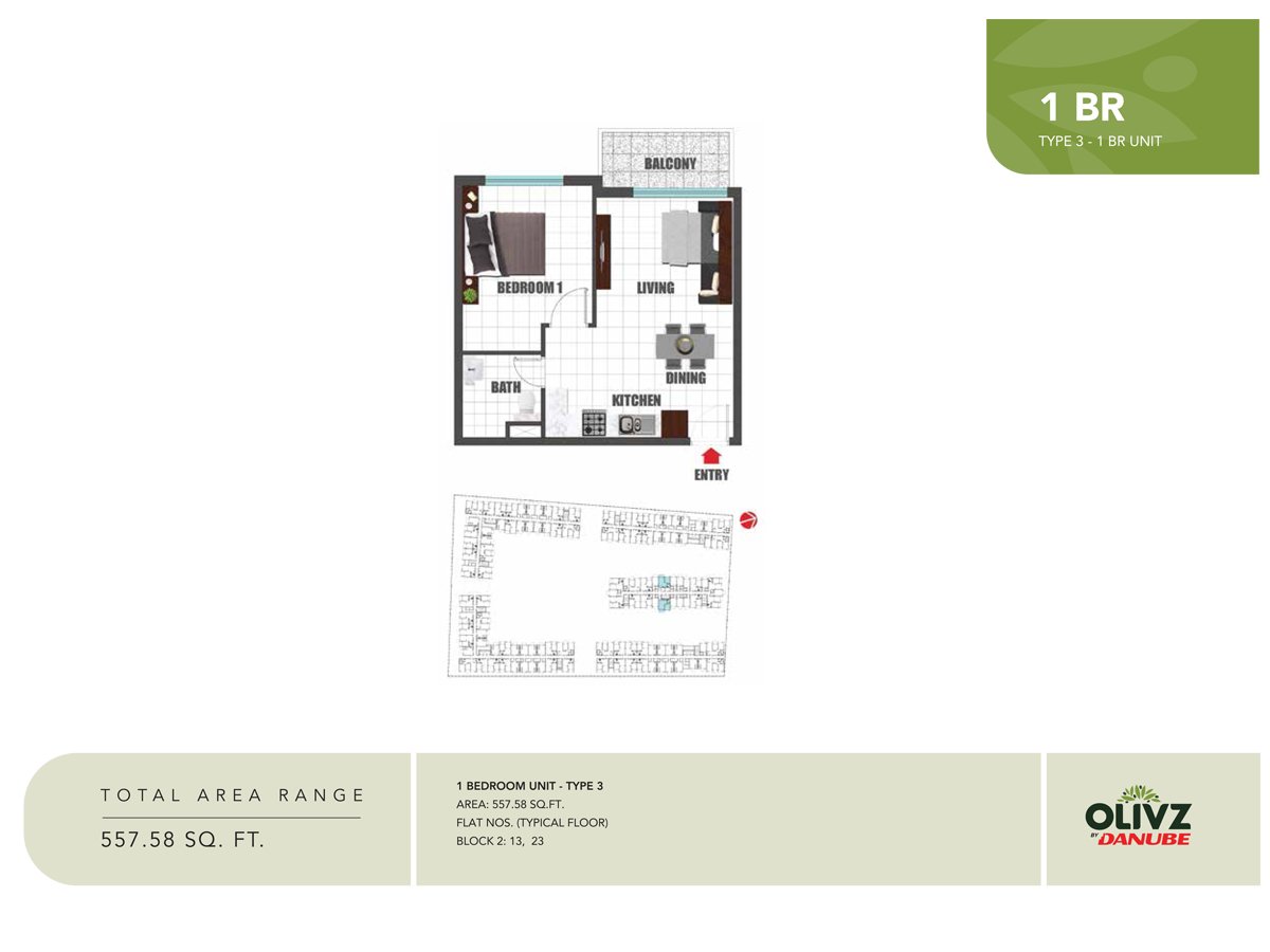 1 Bedroom floor plan