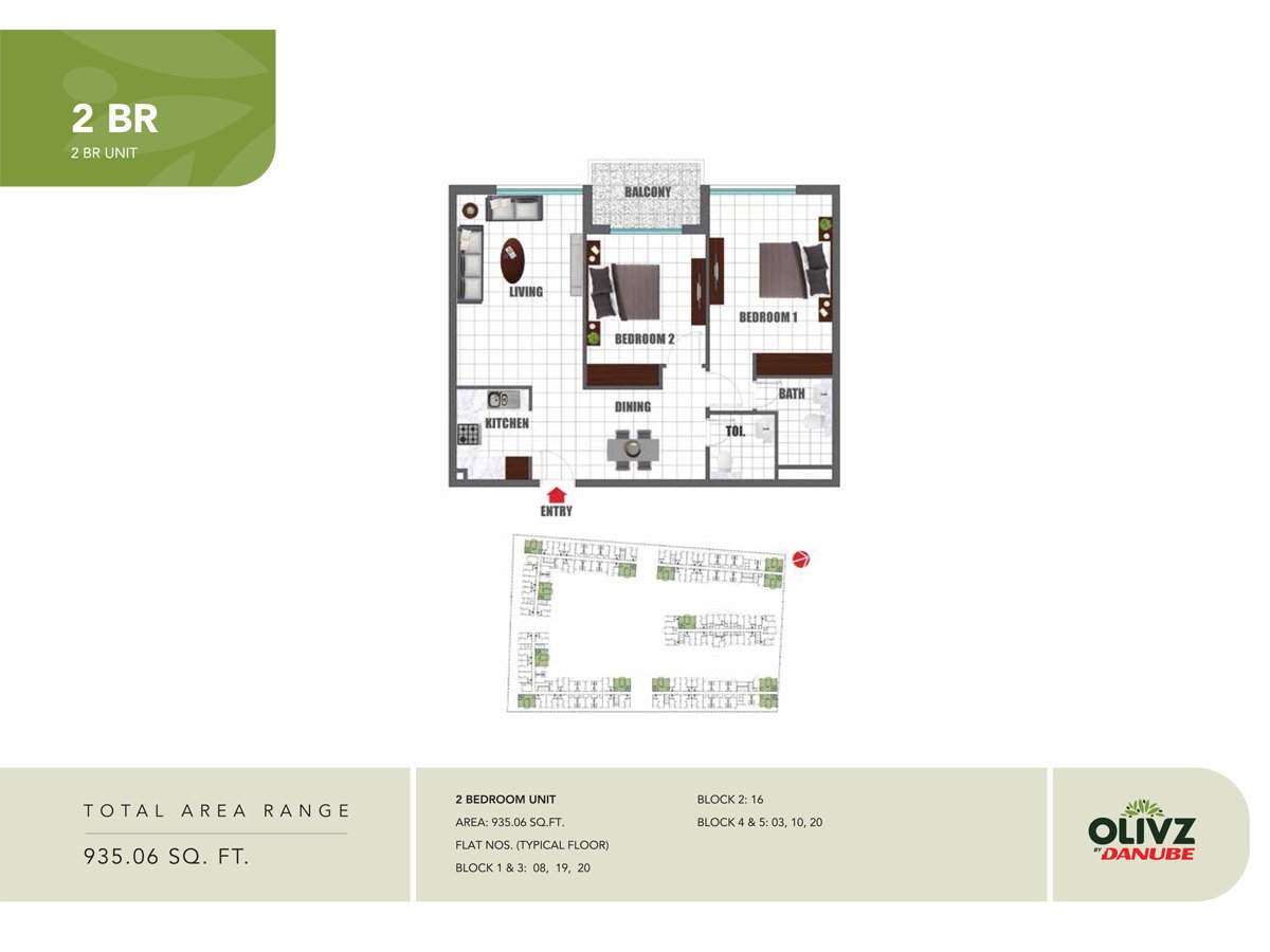 2 Bedrooms floor plan