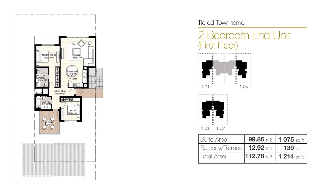 2 Bedrooms floor plan