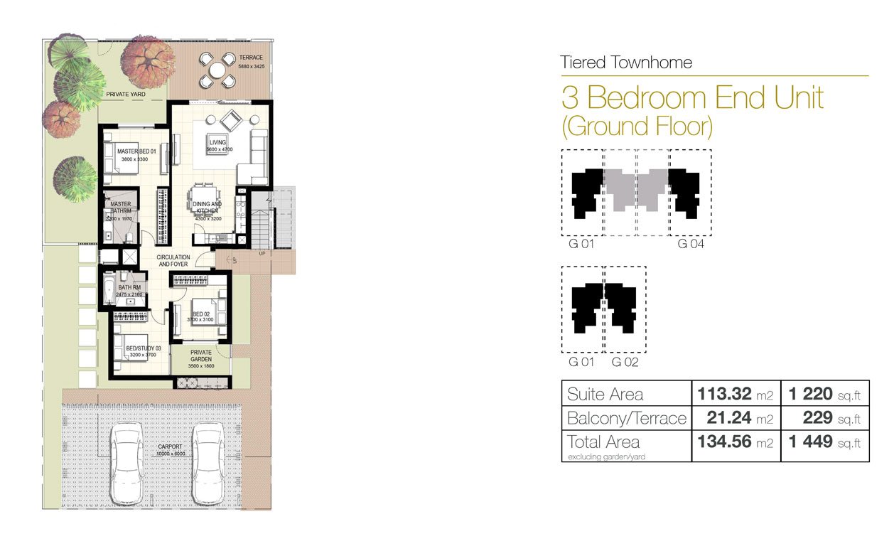 3 Bedrooms floor plan
