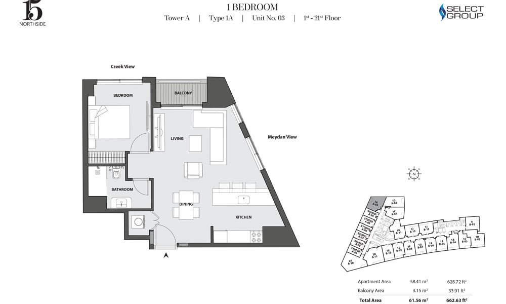 1 Bedroom floor plan
