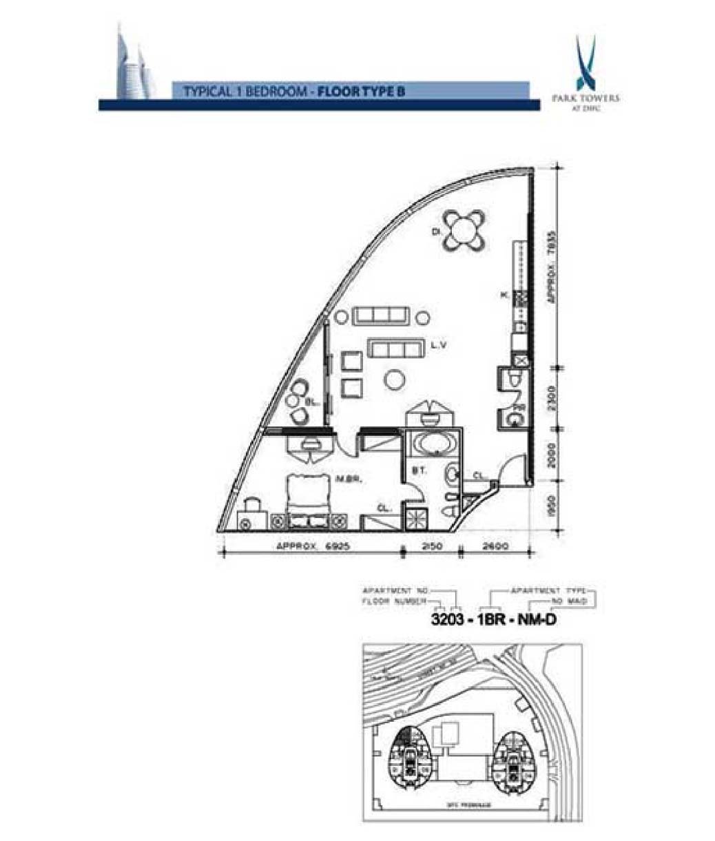 1 Bedroom floor plan