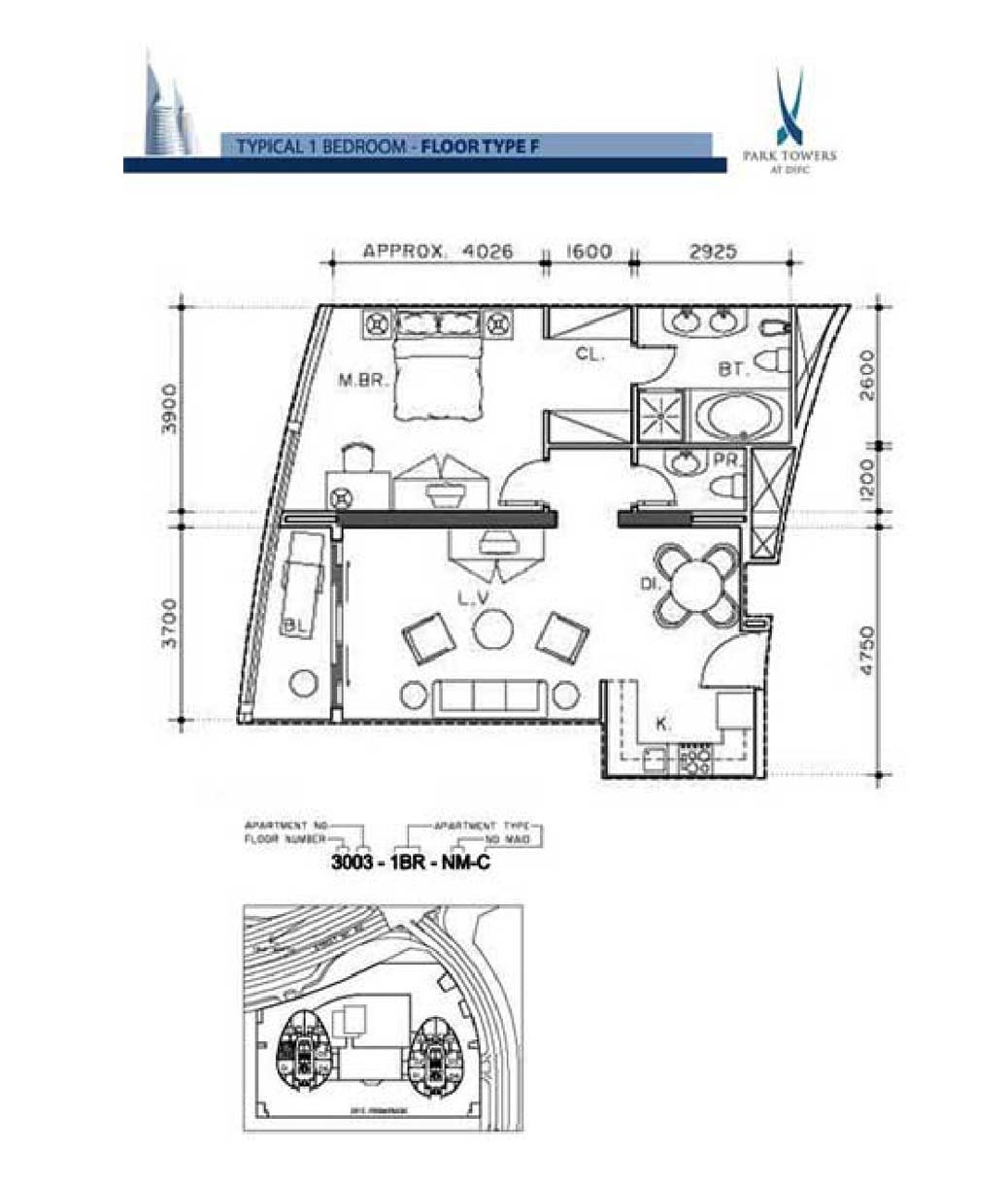 1 Bedroom floor plan