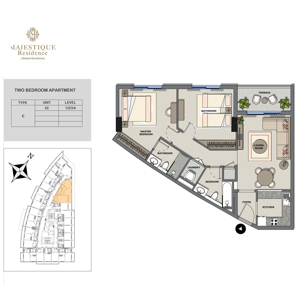 2 Bedrooms floor plan