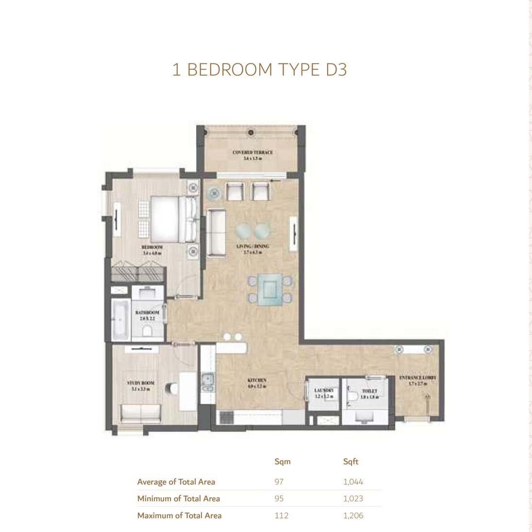 1 Bedroom floor plan