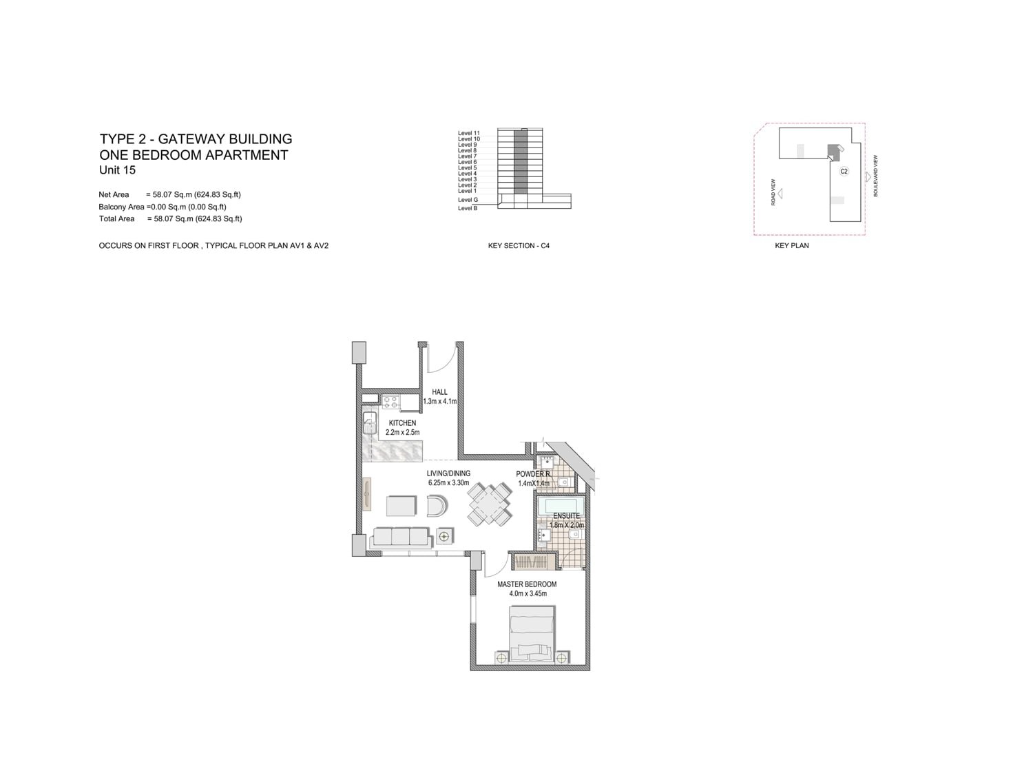 1 Bedroom floor plan