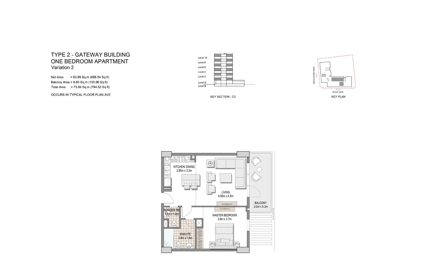 1 Bedroom floor plan