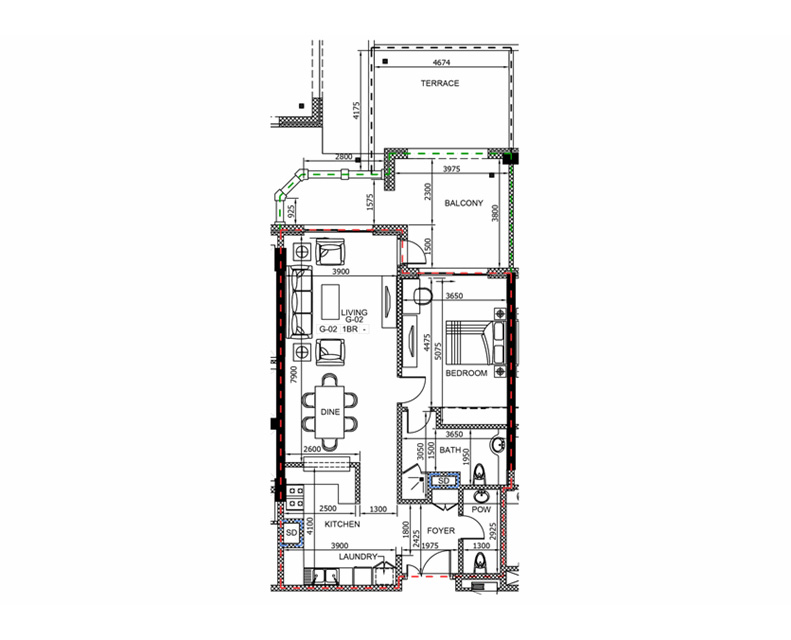 1 Bedroom floor plan