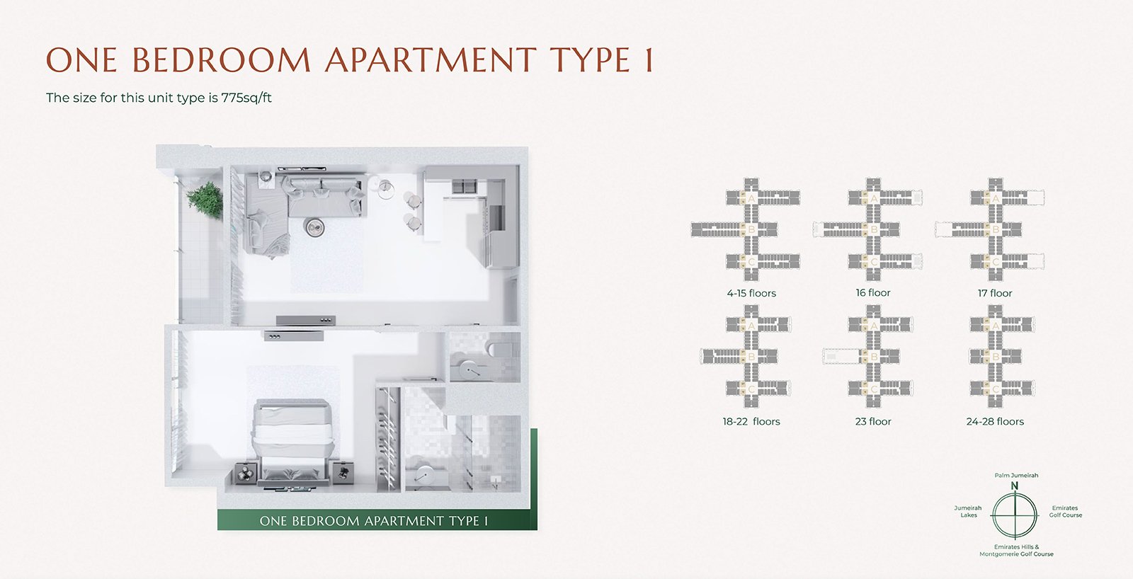1 Bedroom floor plan