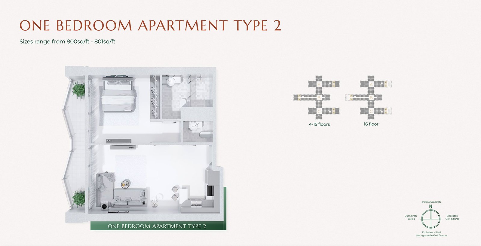 1 Bedroom floor plan