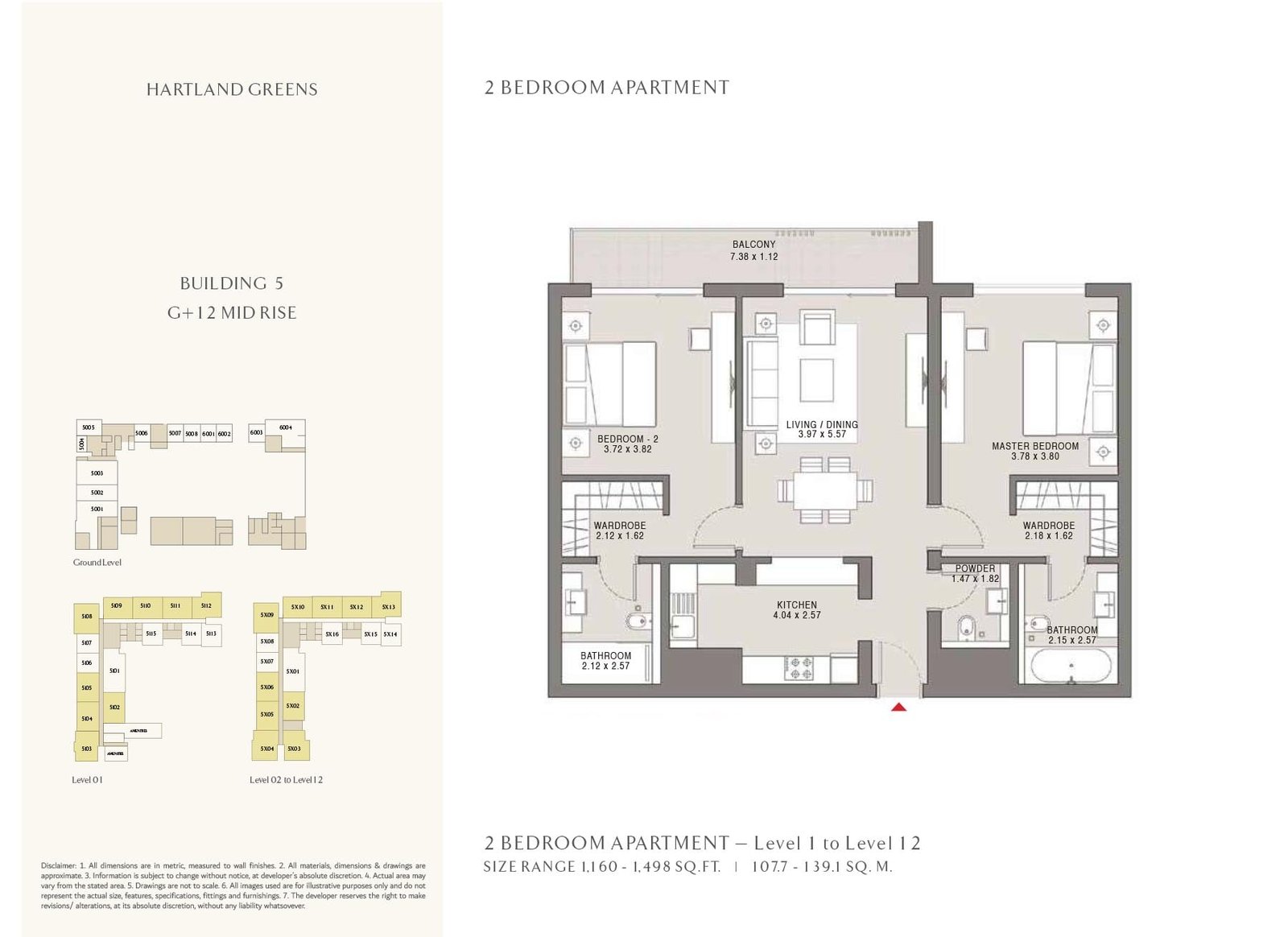 2 Bedrooms floor plan