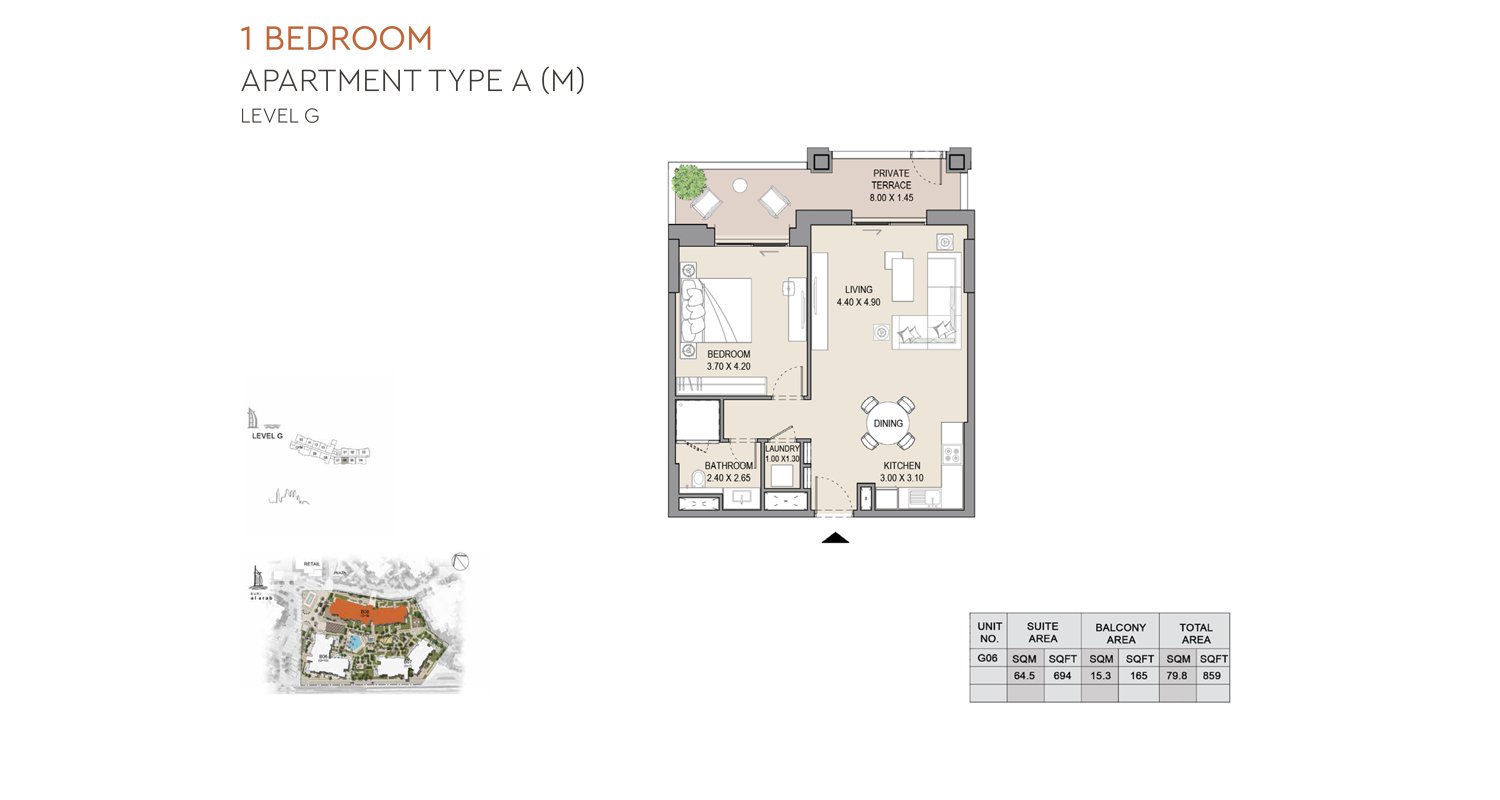 1 Bedroom floor plan