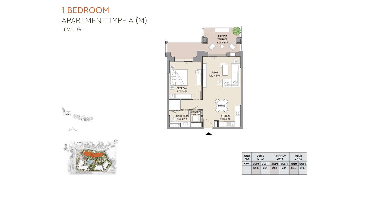 1 Bedroom floor plan