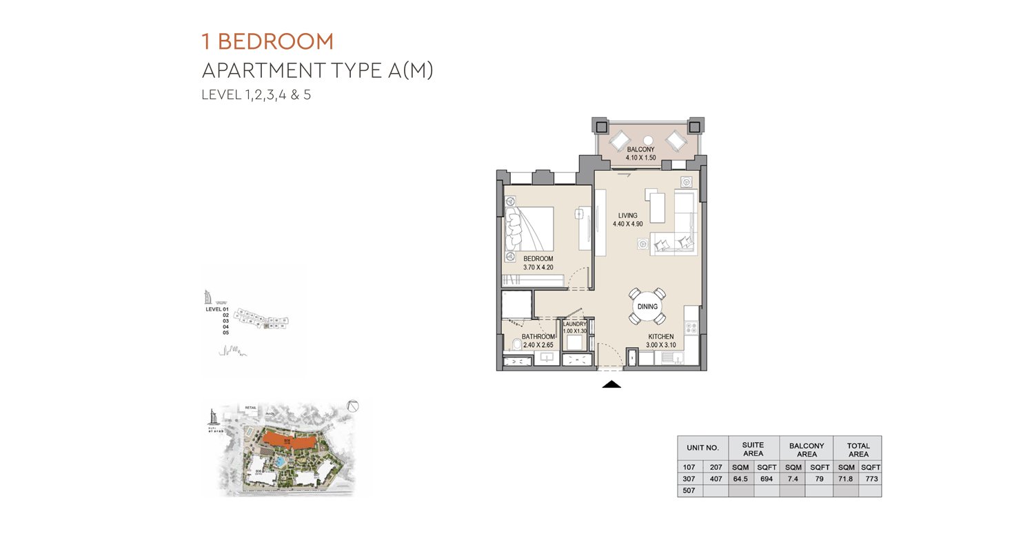 1 Bedroom floor plan