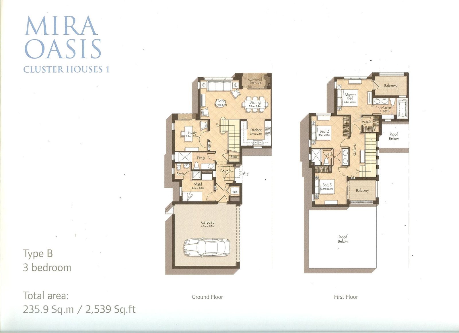 3 Bedrooms floor plan