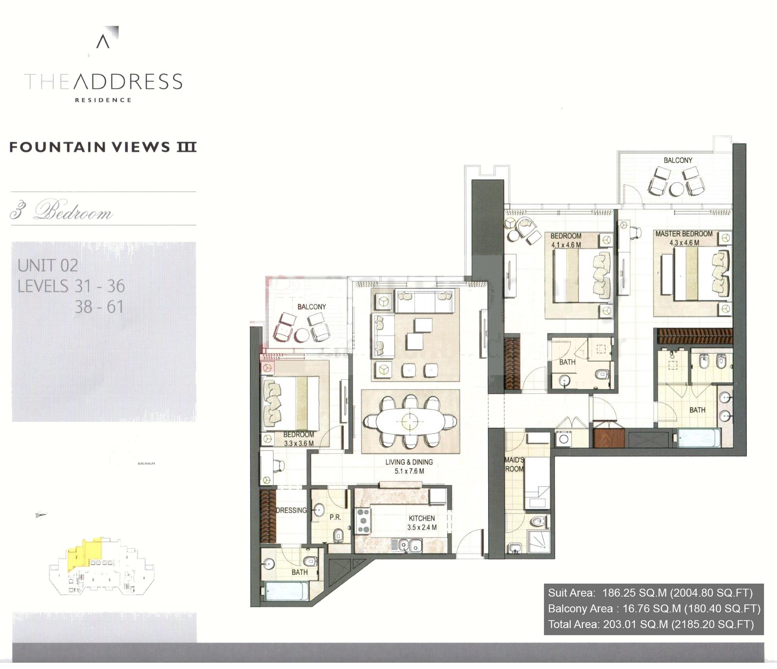 3 Bedroom floor plan