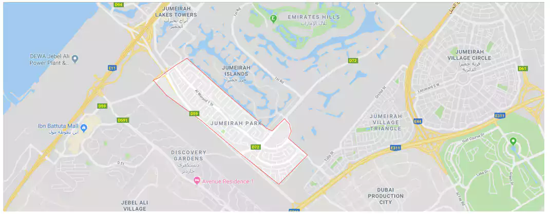 Jumeirah Park Plots location map