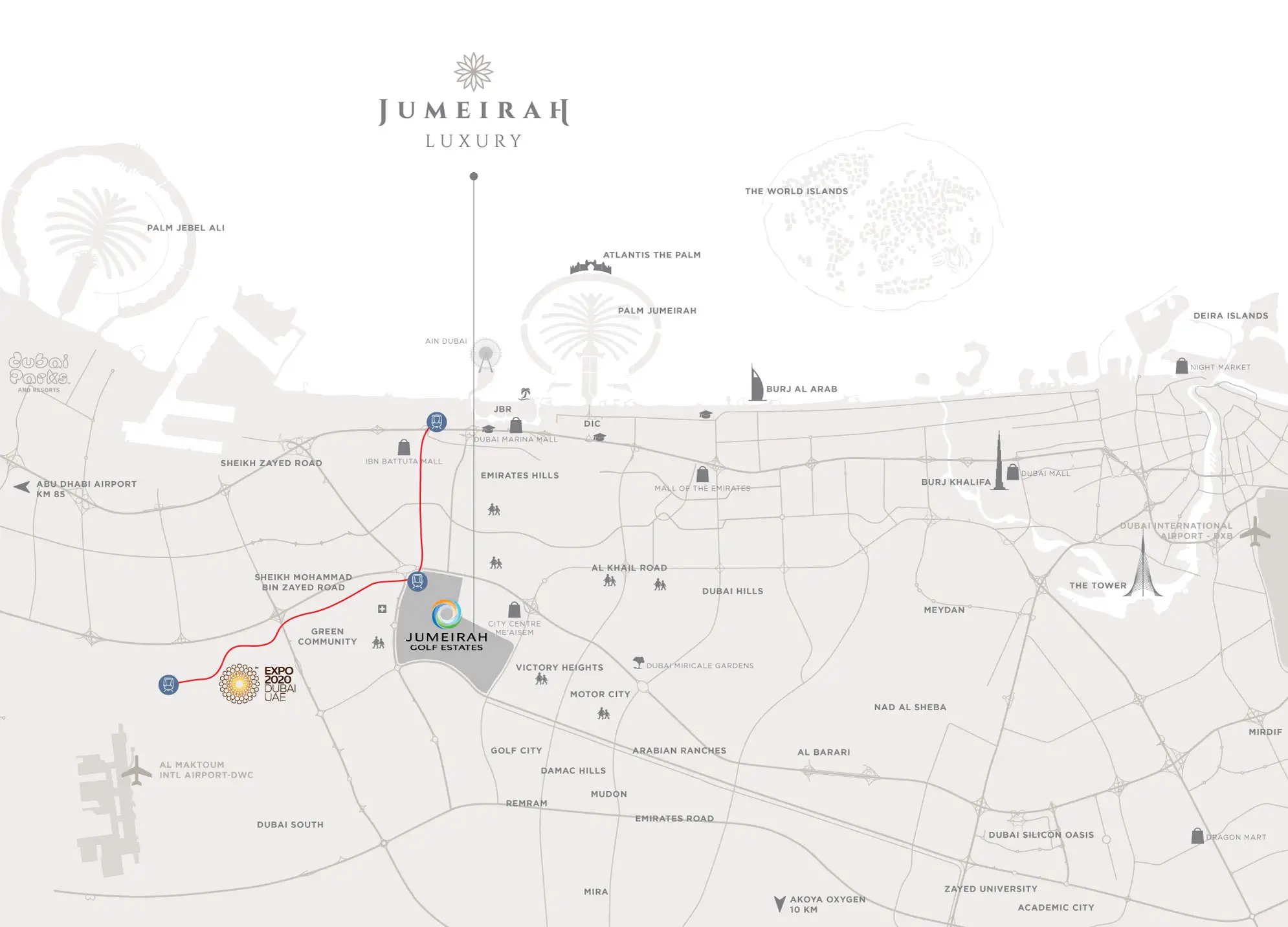 Jumeirah Luxury Living location map
