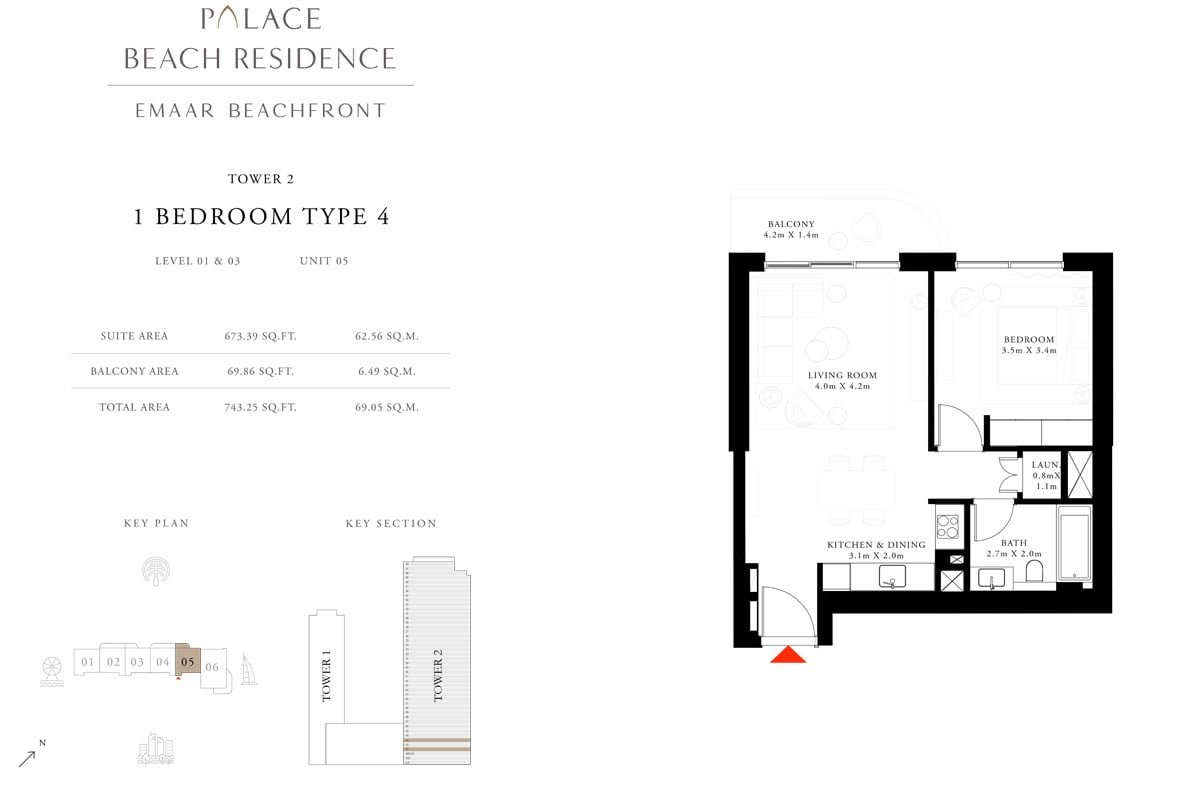 1 Bedroom floor plan