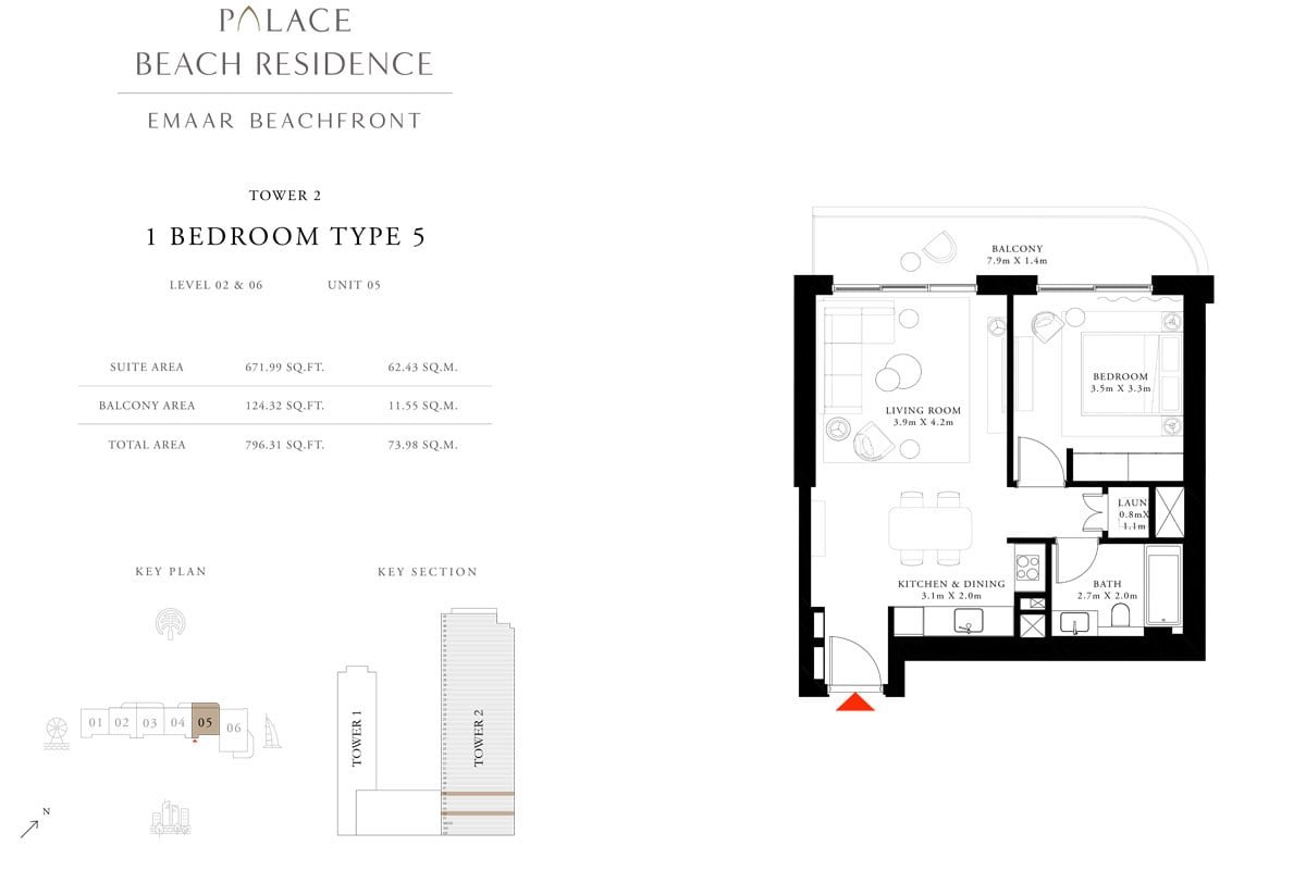 1 Bedroom floor plan