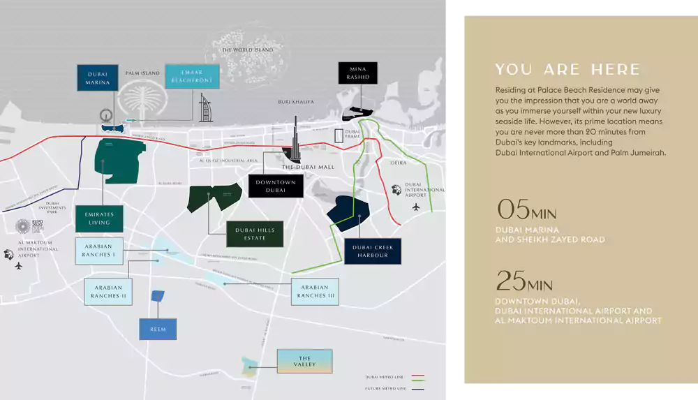 Palace Beach Residence Tower 2 location map