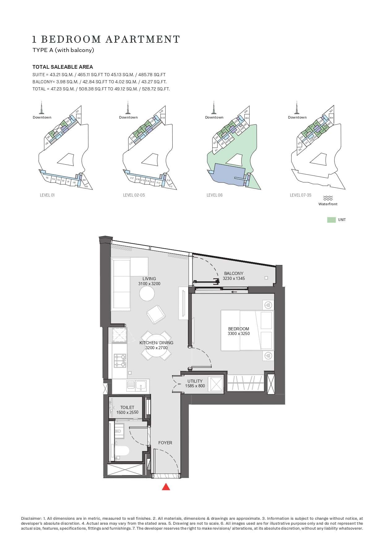 1 Bedroom floor plan