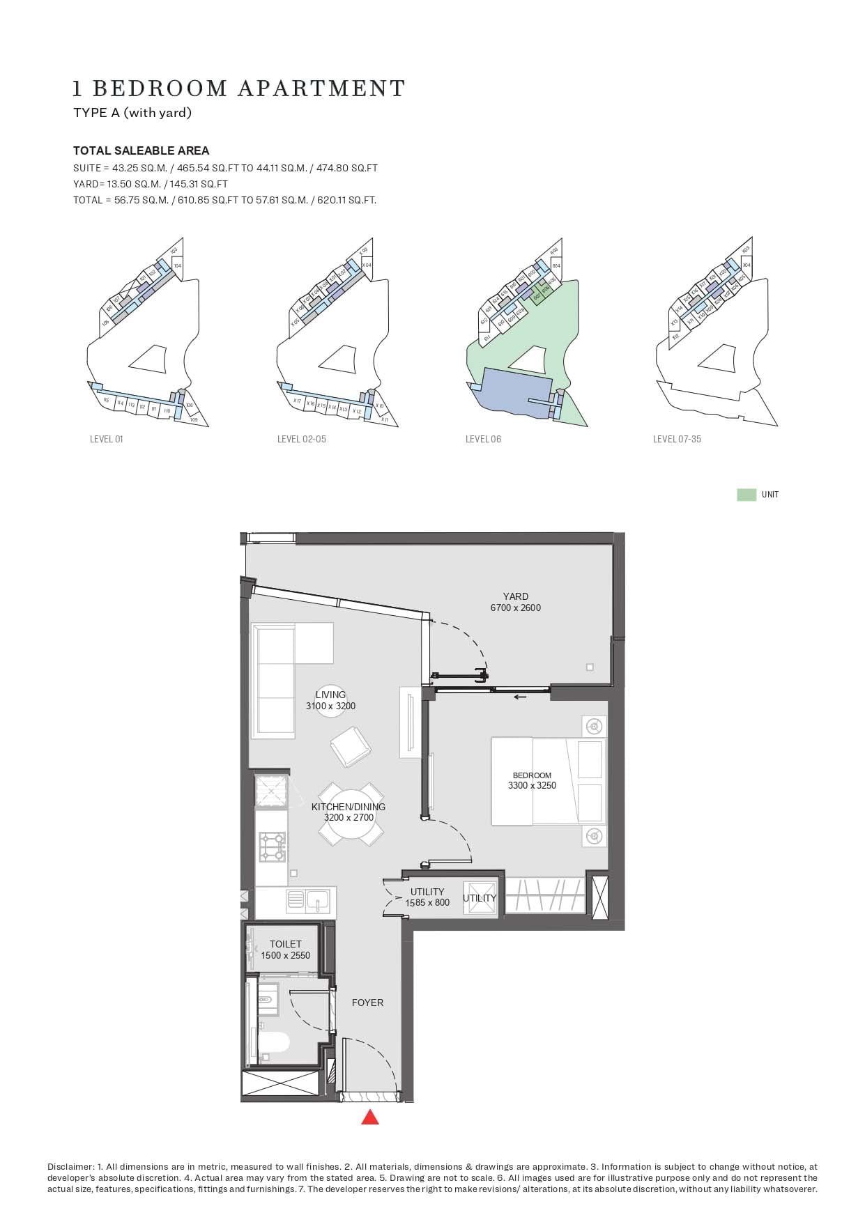 1 Bedroom floor plan