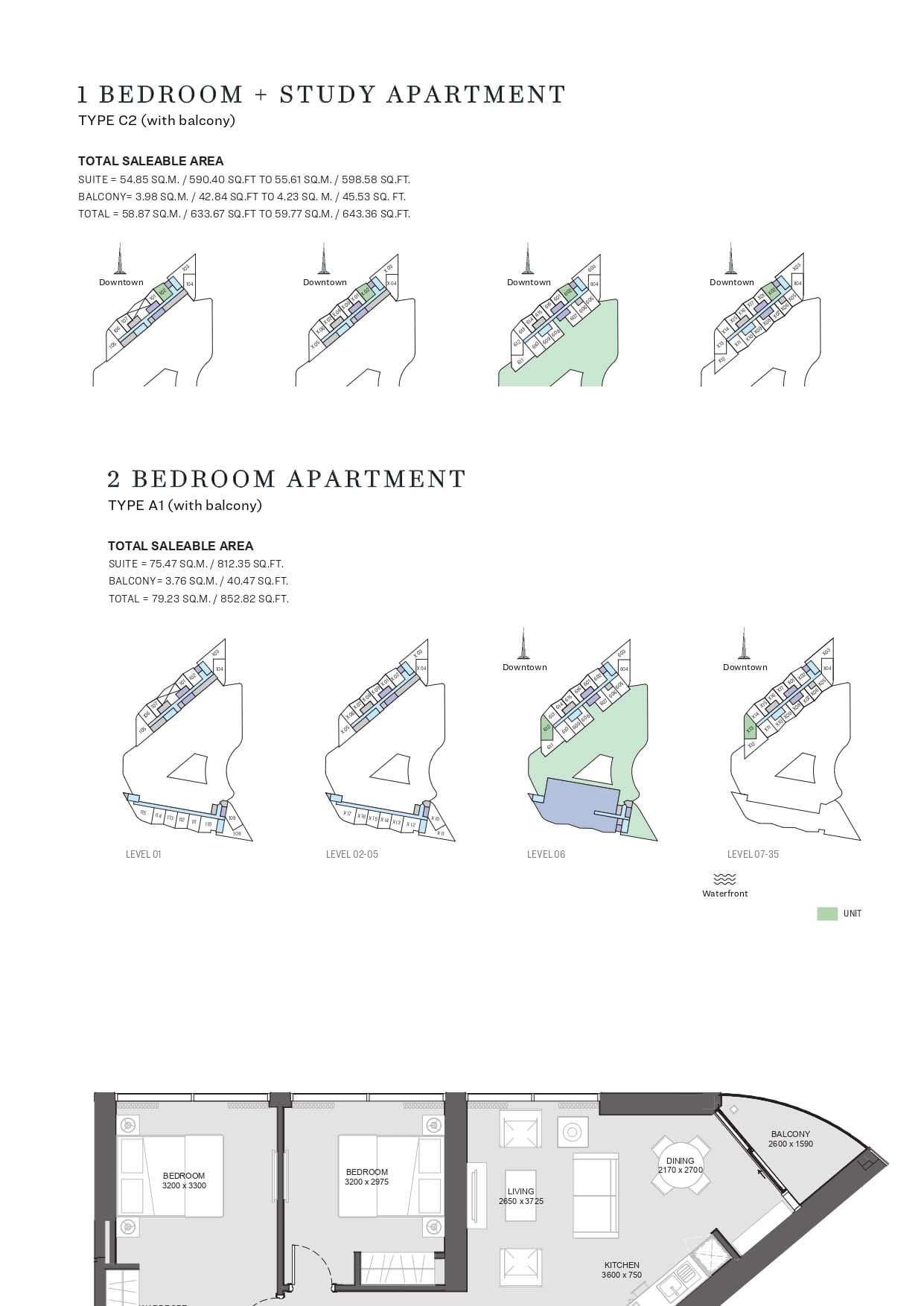 2 Bedrooms floor plan