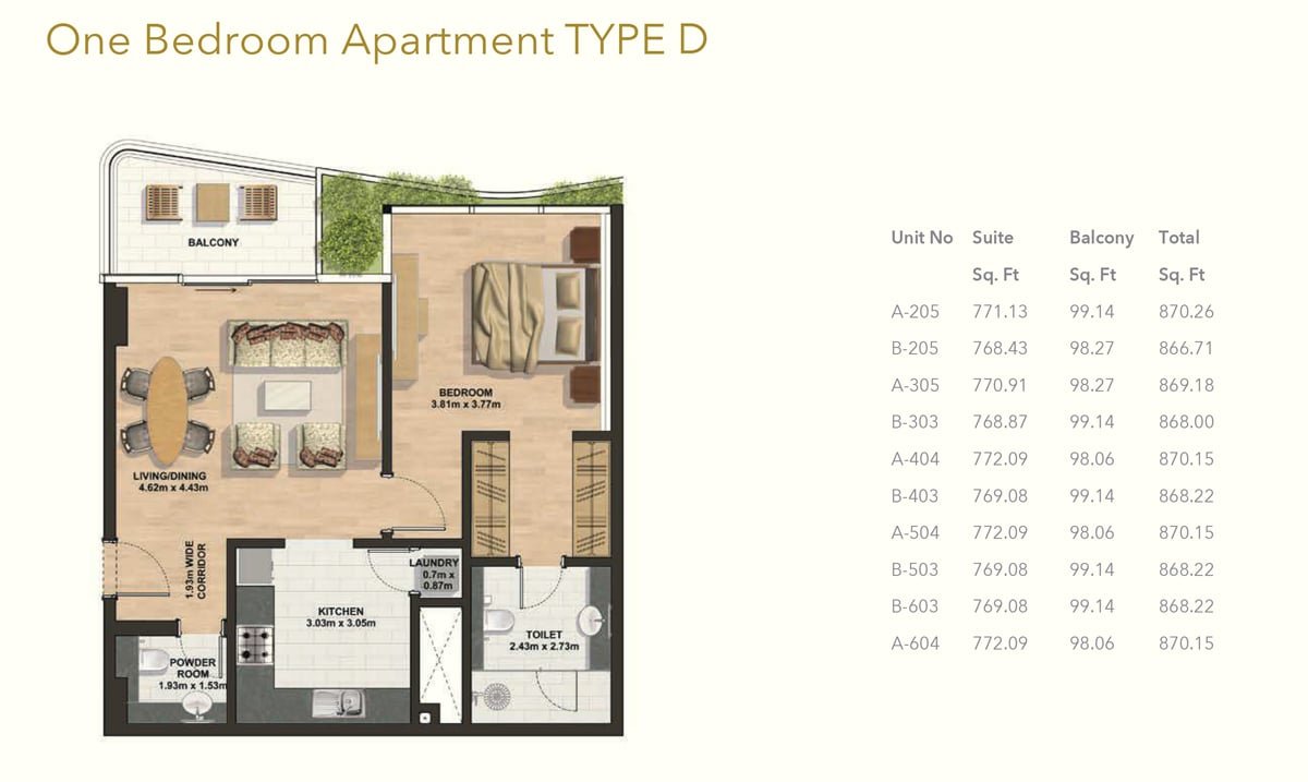 1 Bedroom floor plan