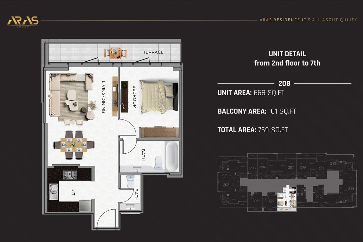 1 Bedroom floor plan