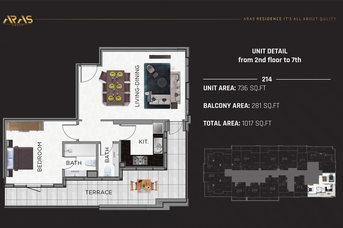 1 Bedroom floor plan