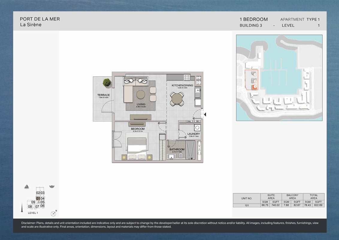 1 Bedroom floor plan