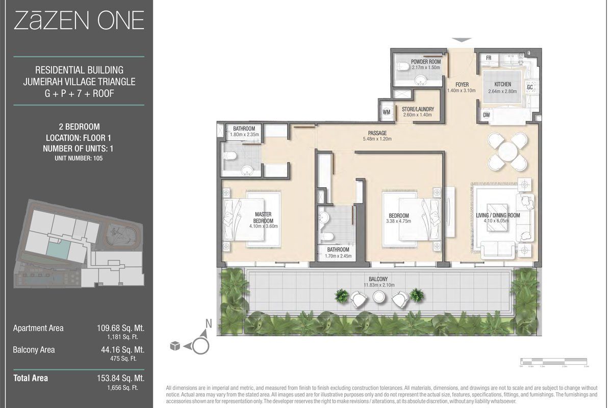 2 Bedroom floor plan